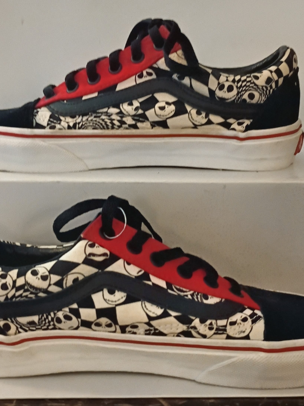 Vans Black White Red Checkerboard Nightmare Before Christmas Low-Top Sneakers